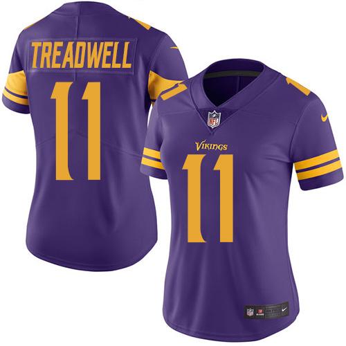 Nike Vikings #11 Laquon Treadwell Purple Women's Stitched NFL Limited Rush Jersey - Click Image to Close